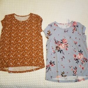 Set of 2 - Girls Children's Place 100% cotton casual shirts: floral patterns